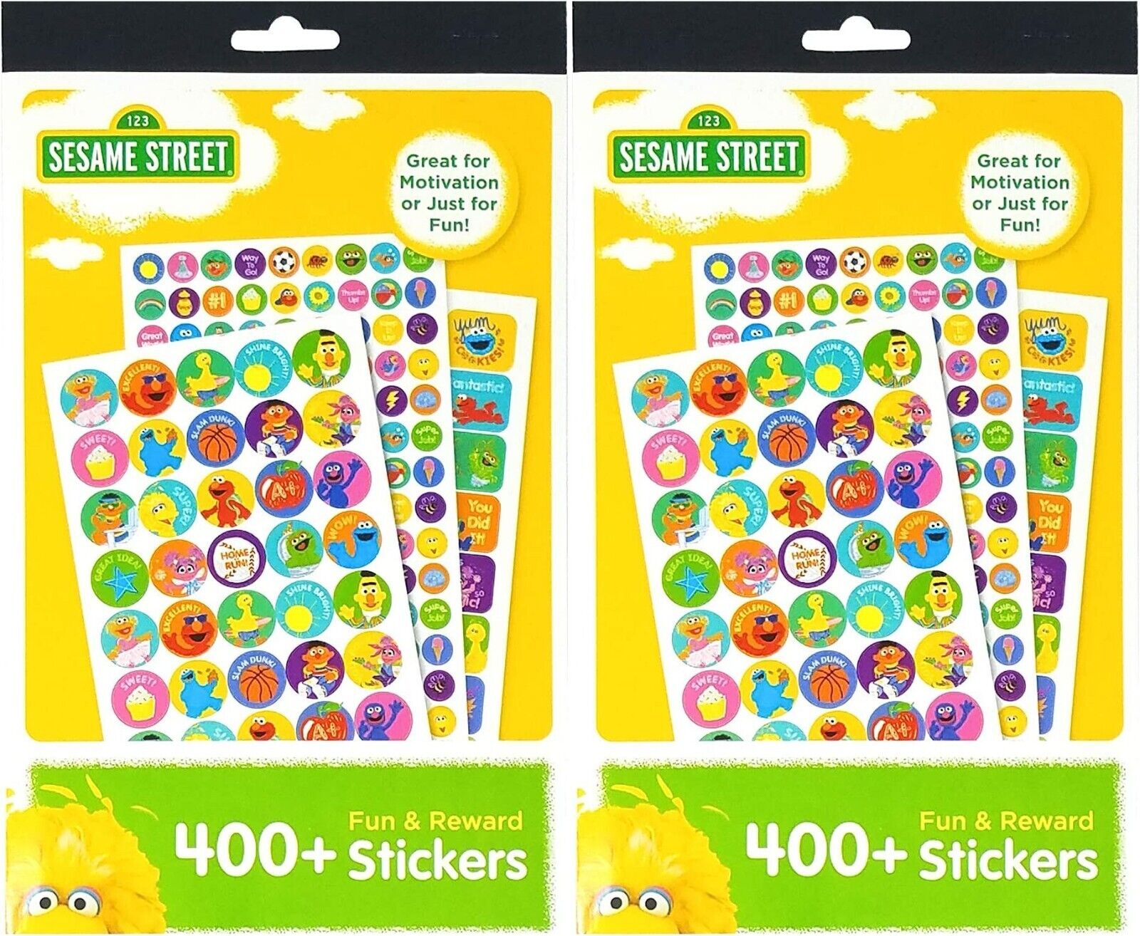 Sesame Street 400+ Fun & Reward Sticker Book, Motivational and Encouraging  Stickers, 6 Sheets 