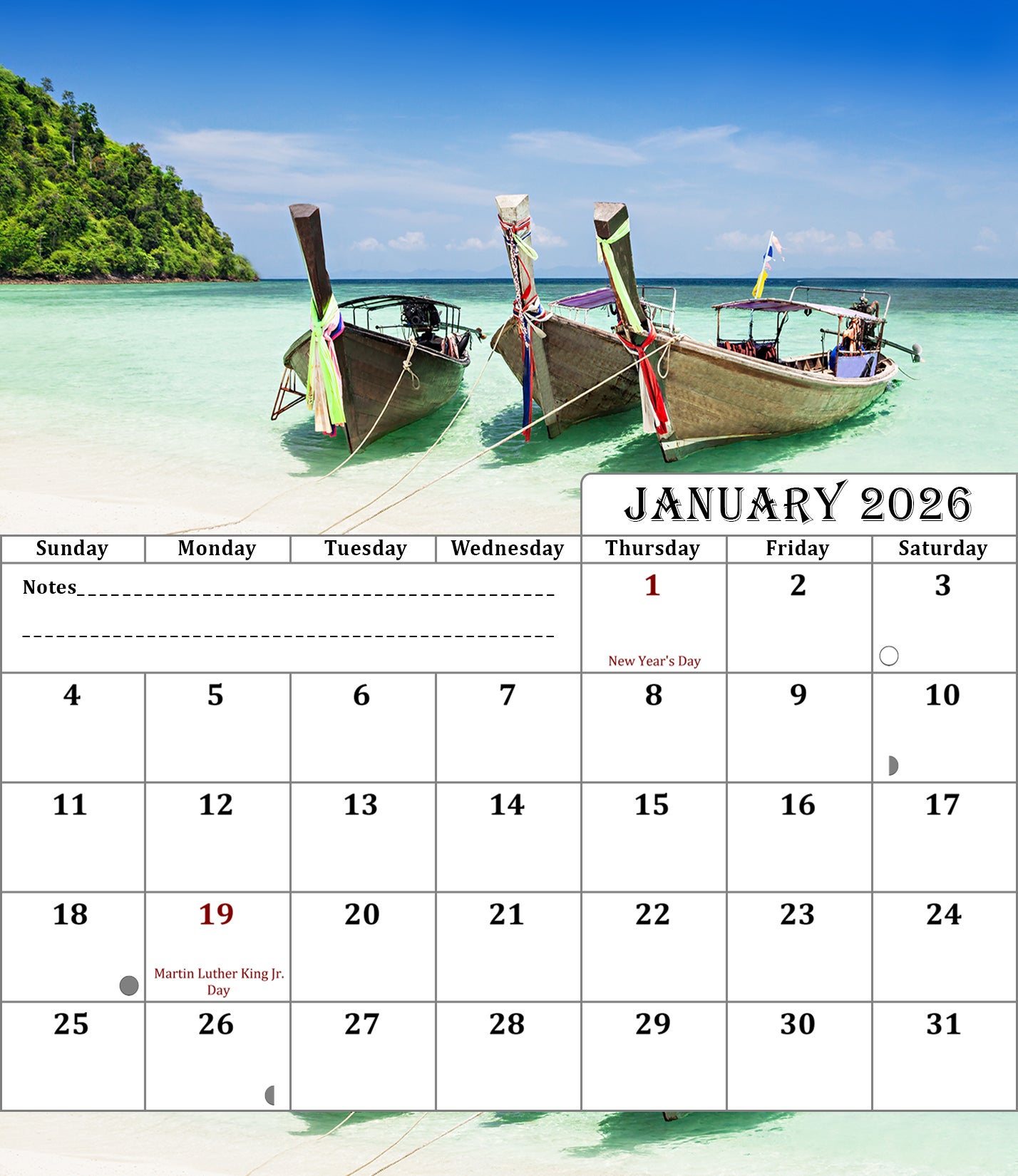 2025-2026 CD-Style Desk Calendar 18 Months Calendar (Beaches)