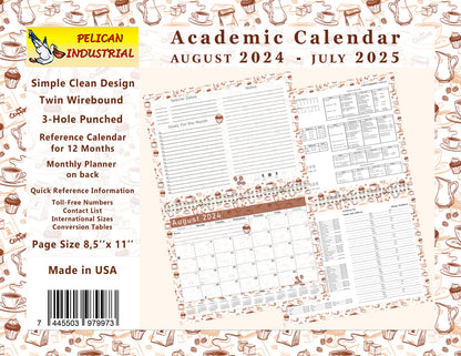 2024-2025 Academic Year 12 Months Student Calendar/Planner for Wall & Desk & 3-Ring Binder, for School, Teacher, Student (Edition #026)