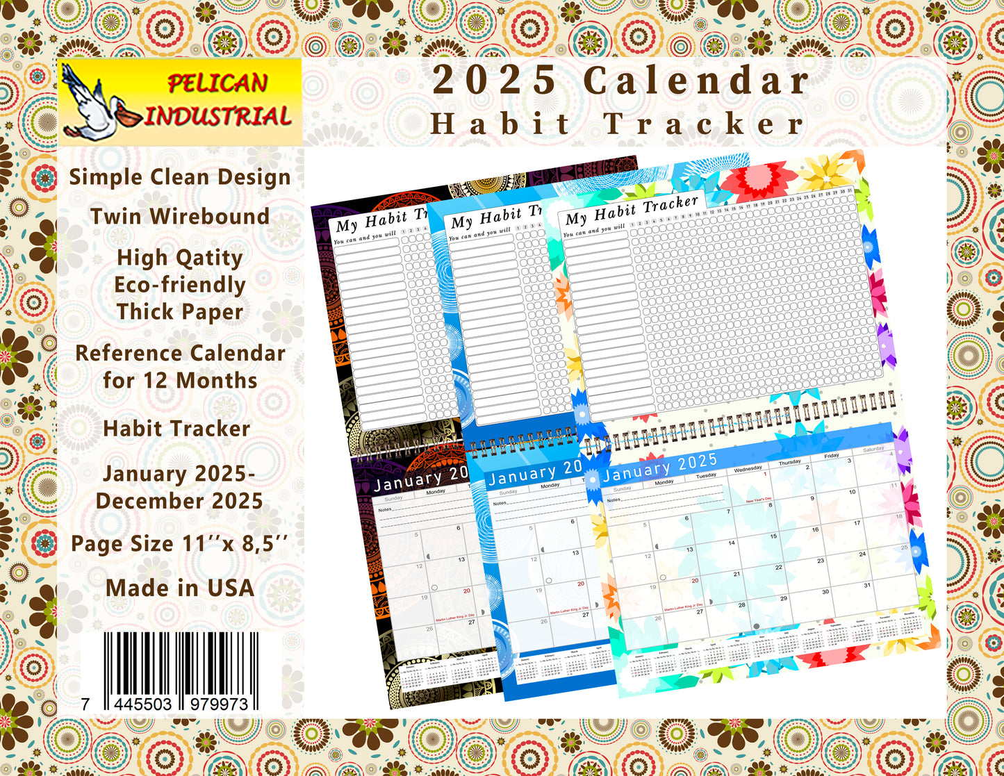 2025 Monthly Desktop/Wall Calendar/Planner - Habit Tracker - (Edition #20)