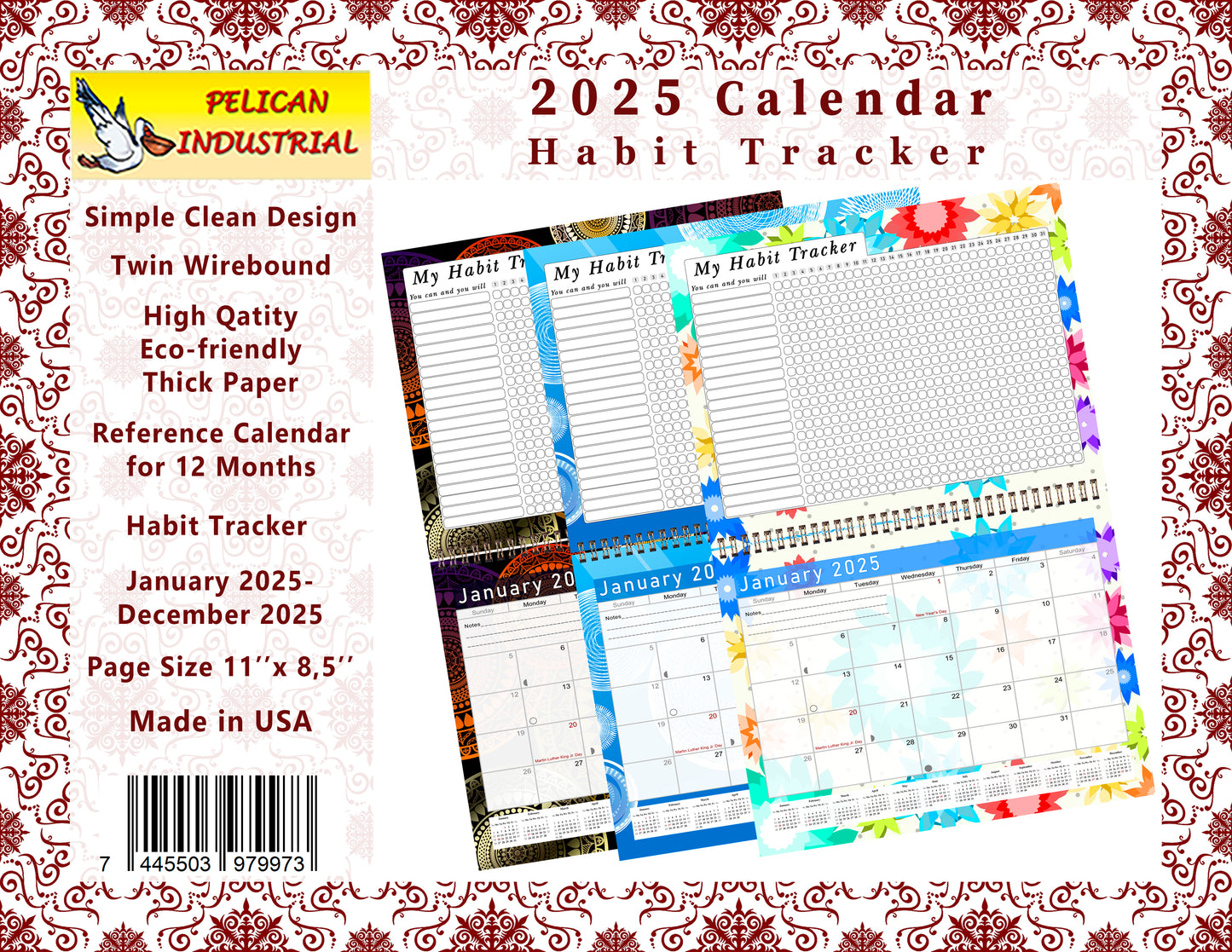 2025 Monthly Desktop/Wall Calendar/Planner - Habit Tracker - (Edition #14)