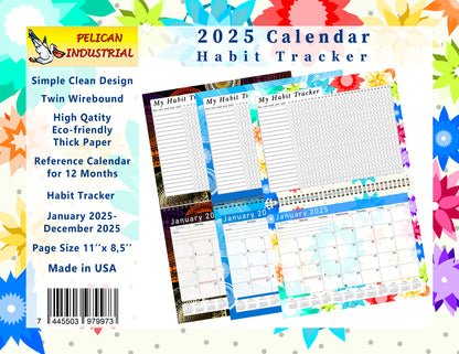 2025 Monthly Desktop/Wall Calendar/Planner - Habit Tracker - (Edition #01)