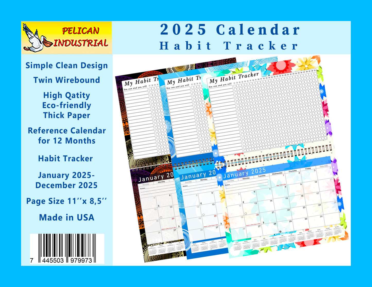 2025 Monthly Desktop/Wall Calendar/Planner - Habit Tracker - (Edition #07)