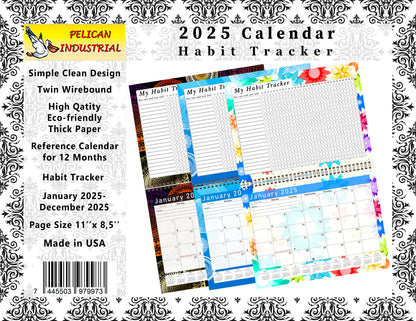 2025 Monthly Desktop/Wall Calendar/Planner - Habit Tracker - (Edition #08)