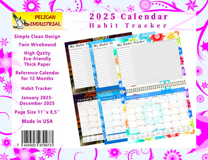 2025 Monthly Desktop/Wall Calendar/Planner - Habit Tracker - (Edition #10)