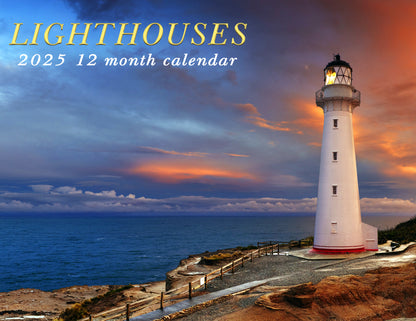 2025 Spiral-bound Wall Calendar (Lighthouses) - 12 Months Desktop/Wall Calendar/Planner