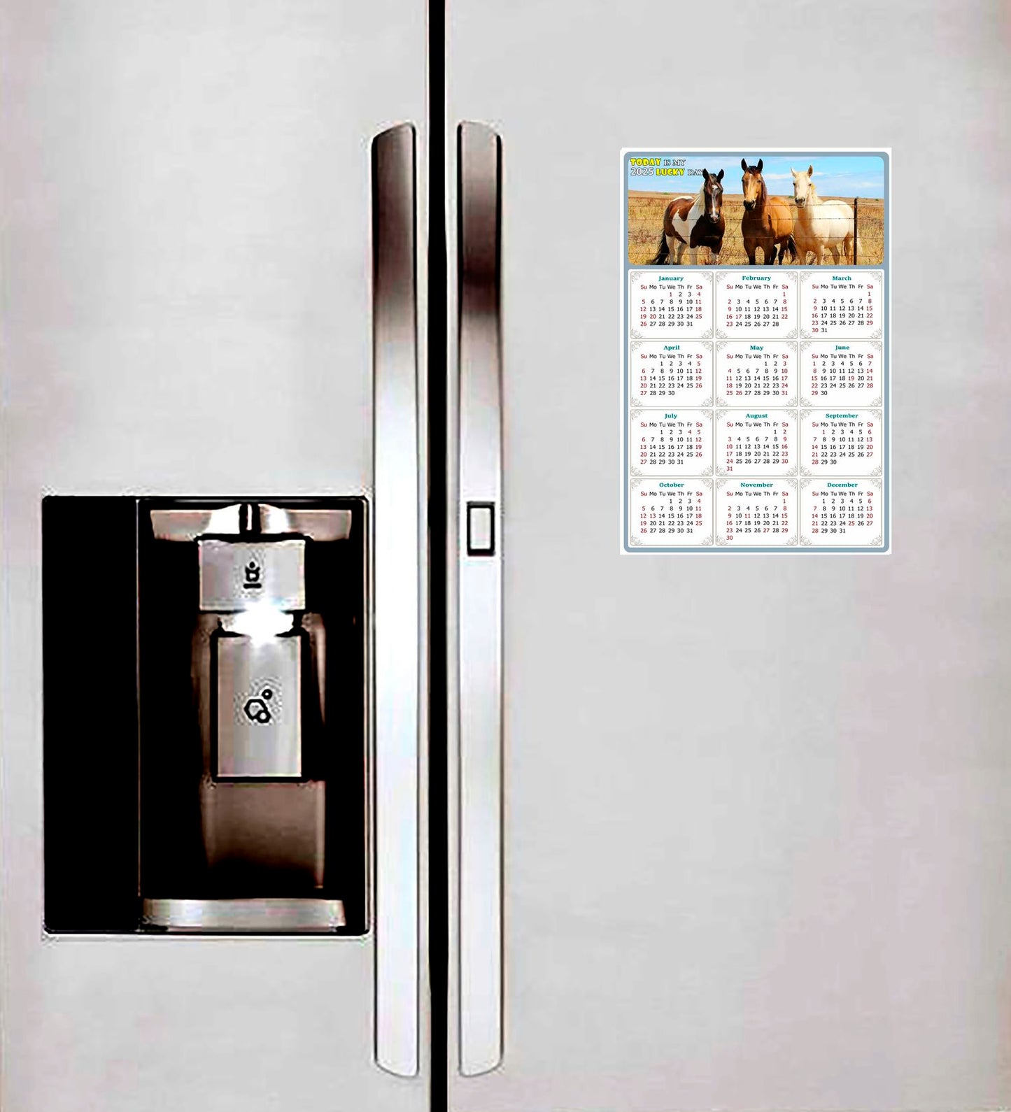 2025 Magnetic Calendar - Calendar Magnets - Today is my Lucky Day - (Fade, Tear, and Water Resistant) - Horses Themed 07