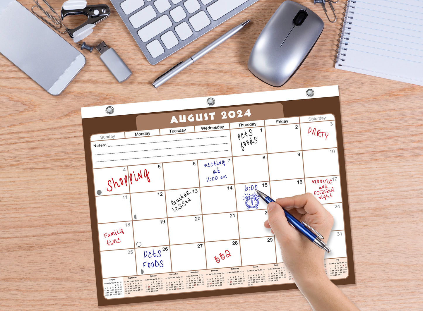 2024-2025 Academic Year 12 Months Student Calendar/Planner for 3-Ring Binder, Desk or Wall -v022