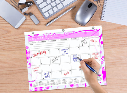 2024-2025 Academic Year 12 Months Student Calendar/Planner for 3-Ring Binder, Desk or Wall -v016