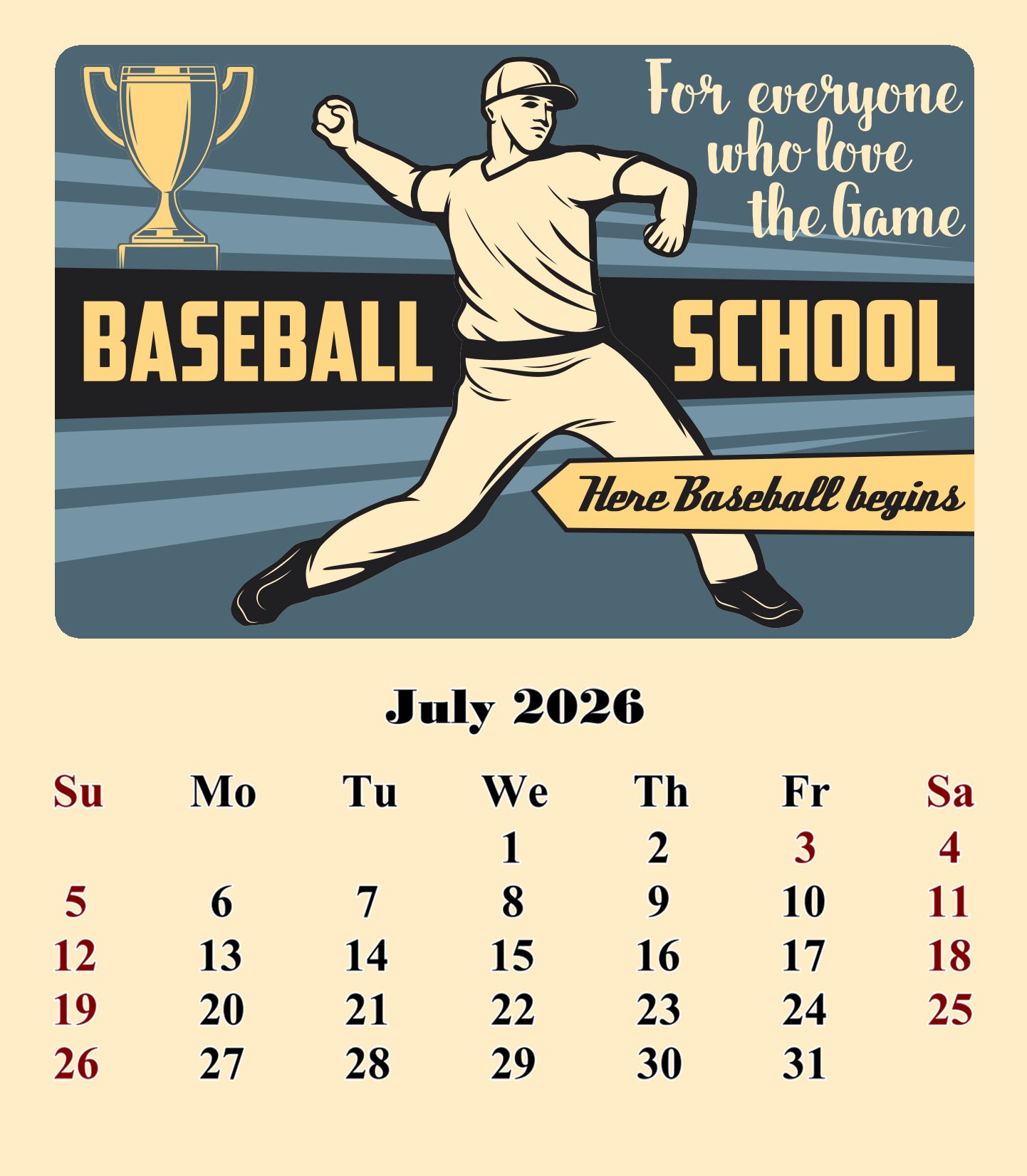 2025-2026 CD-Style Desk Calendar 18 Months Calendar (Baseball)