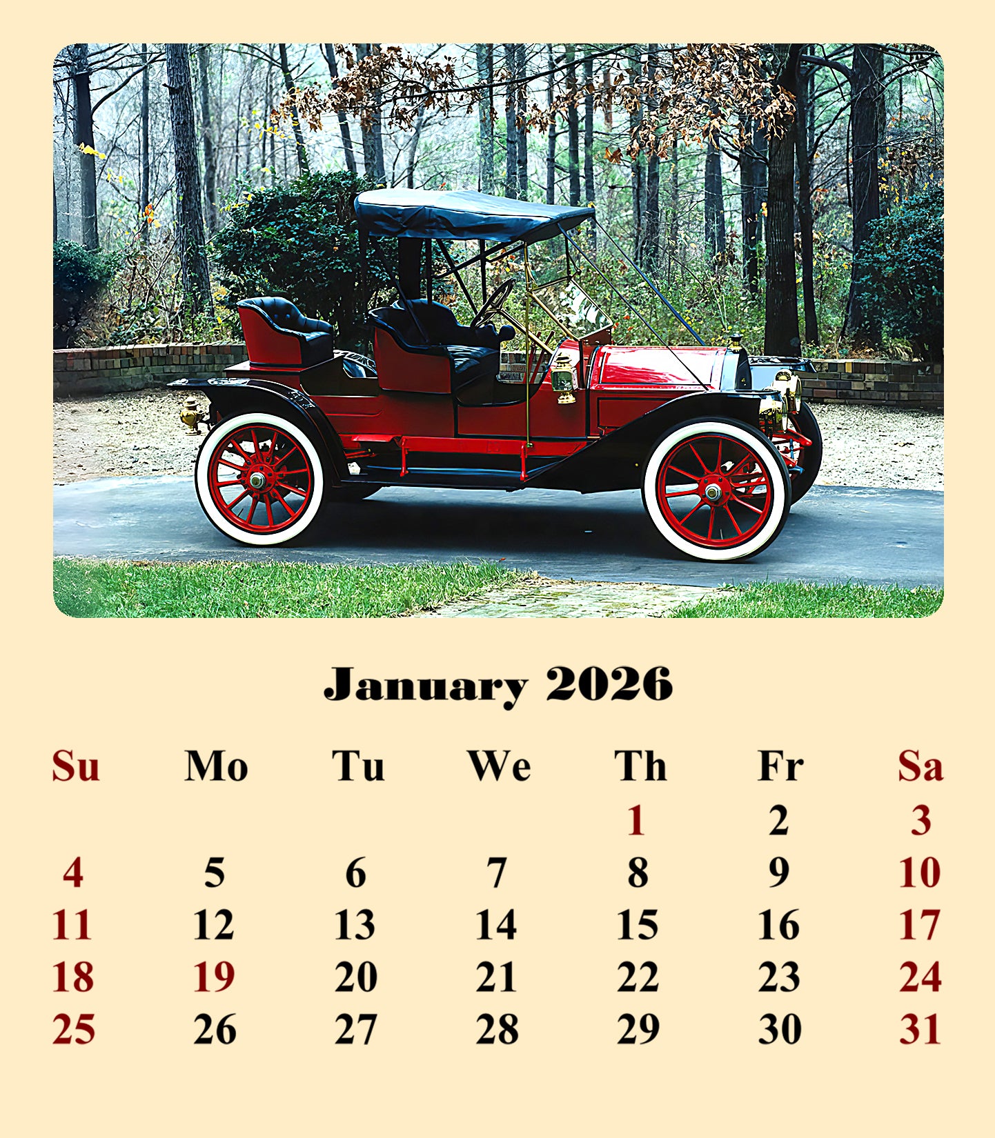 2025-2026 CD-Style Desk Calendar 18 Months Calendar (Classic Cars)