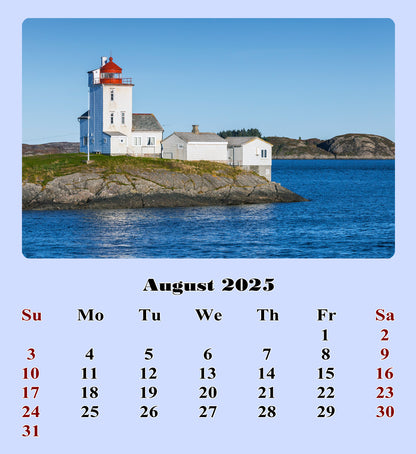 2025 CD-Style Desk Calendar 12 Months Calendar / Planner / Desk Calendar With CD Case Stand, Office Decor, Christmas Gifts (Lighthouses)