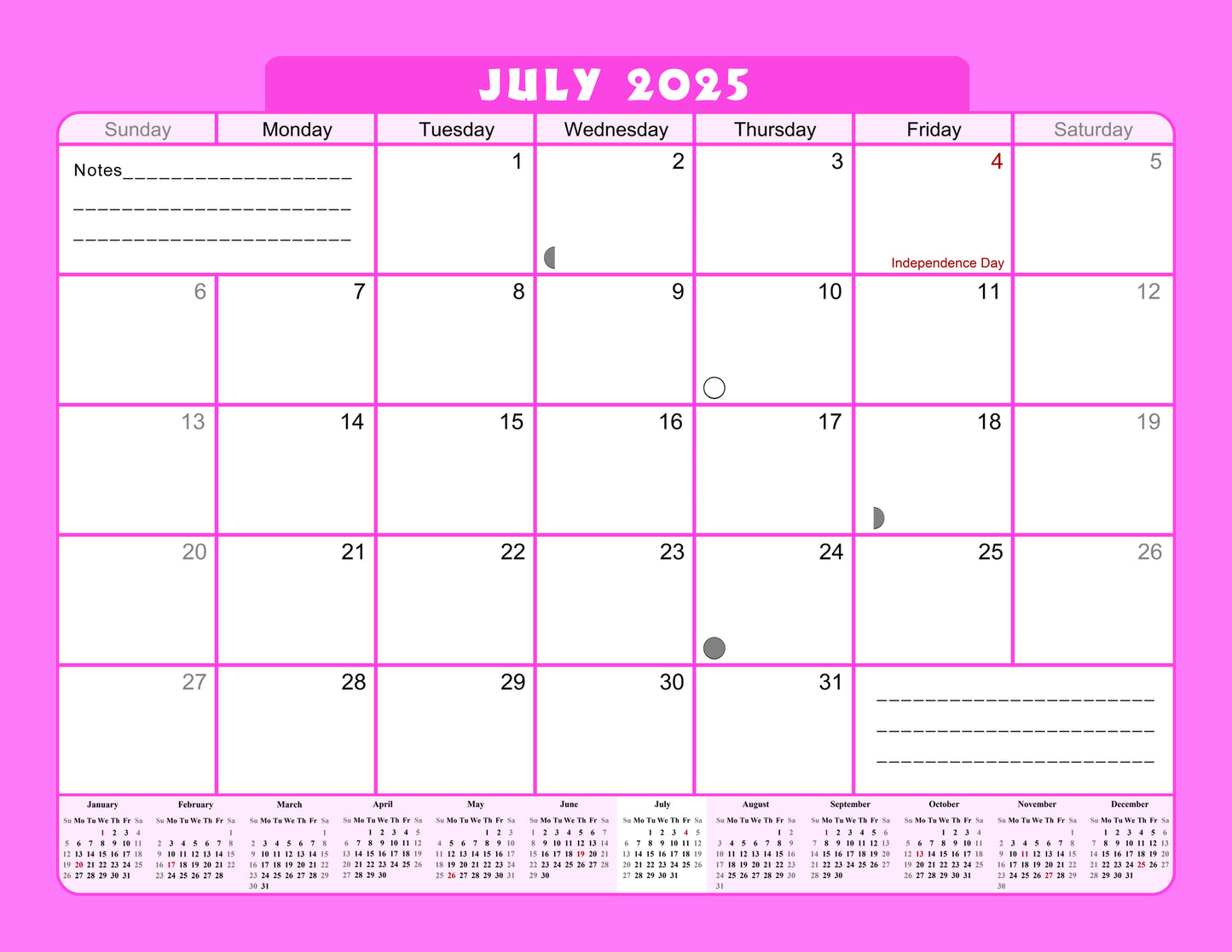 2025 Monthly Desktop/Wall Calendar/Planner - Habit Tracker - (Edition #07)