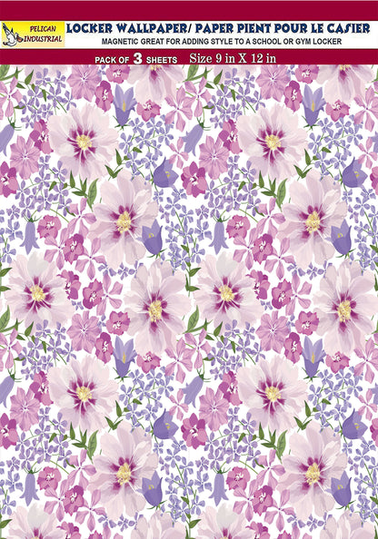 Magnetic Locker Wallpaper - Pack of 3 Sheets - (Flowers vg07)