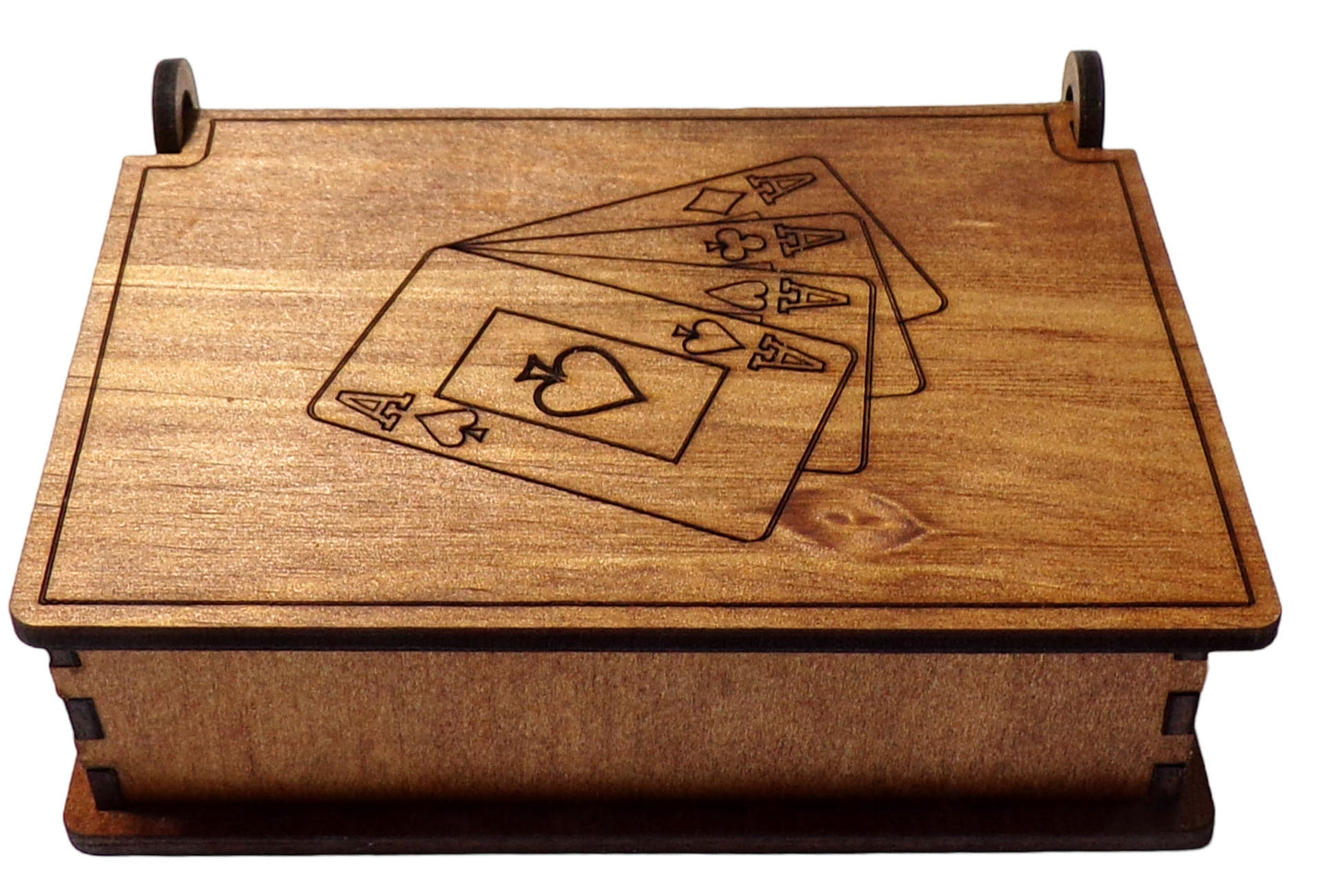 Natural Wood Single Poker Cards Holder - Playing Cards Wooden Storage Box