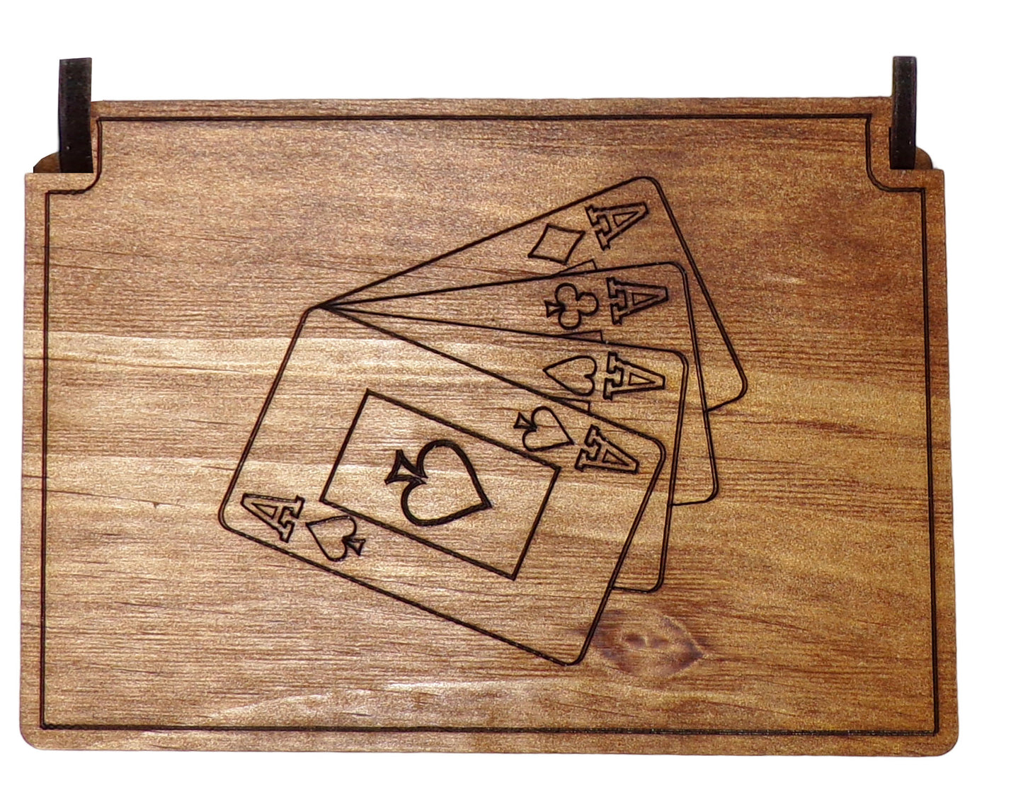 Natural Wood Single Poker Cards Holder - Playing Cards Wooden Storage Box