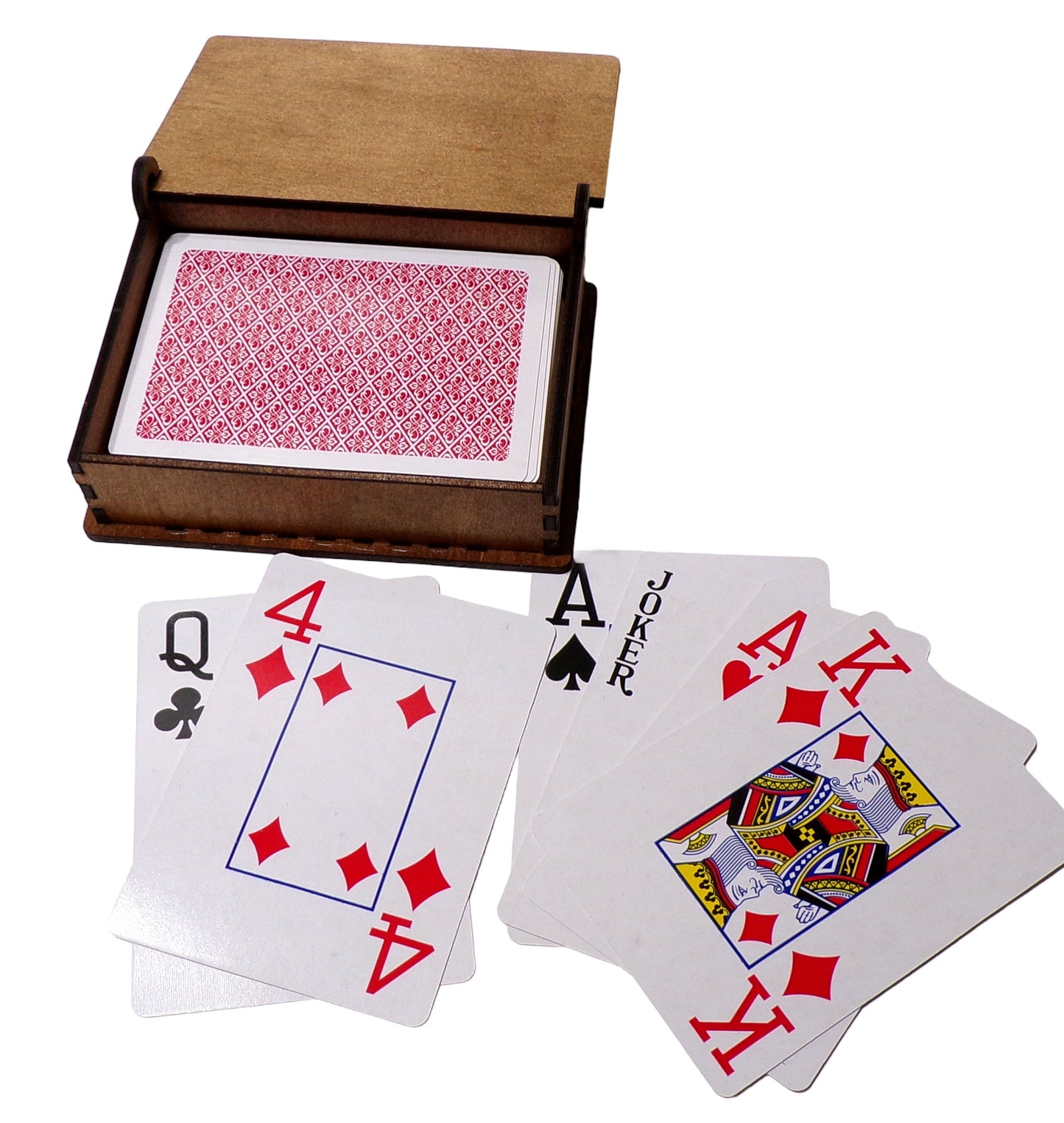 Poker Playing Cards with Natural Wooden Box - Waterproof Cards v1