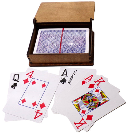 Poker Playing Cards with Natural Wooden Box - Waterproof Cards v2