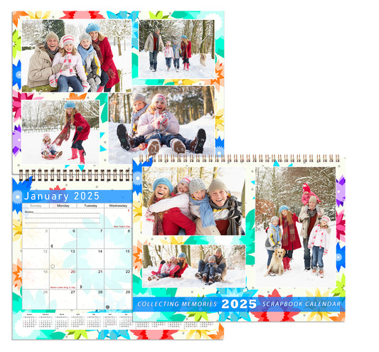 2025 Scrapbook Wall Calendar Spiral-bound (Add Your Own Photos) - 12 Months Desktop #01