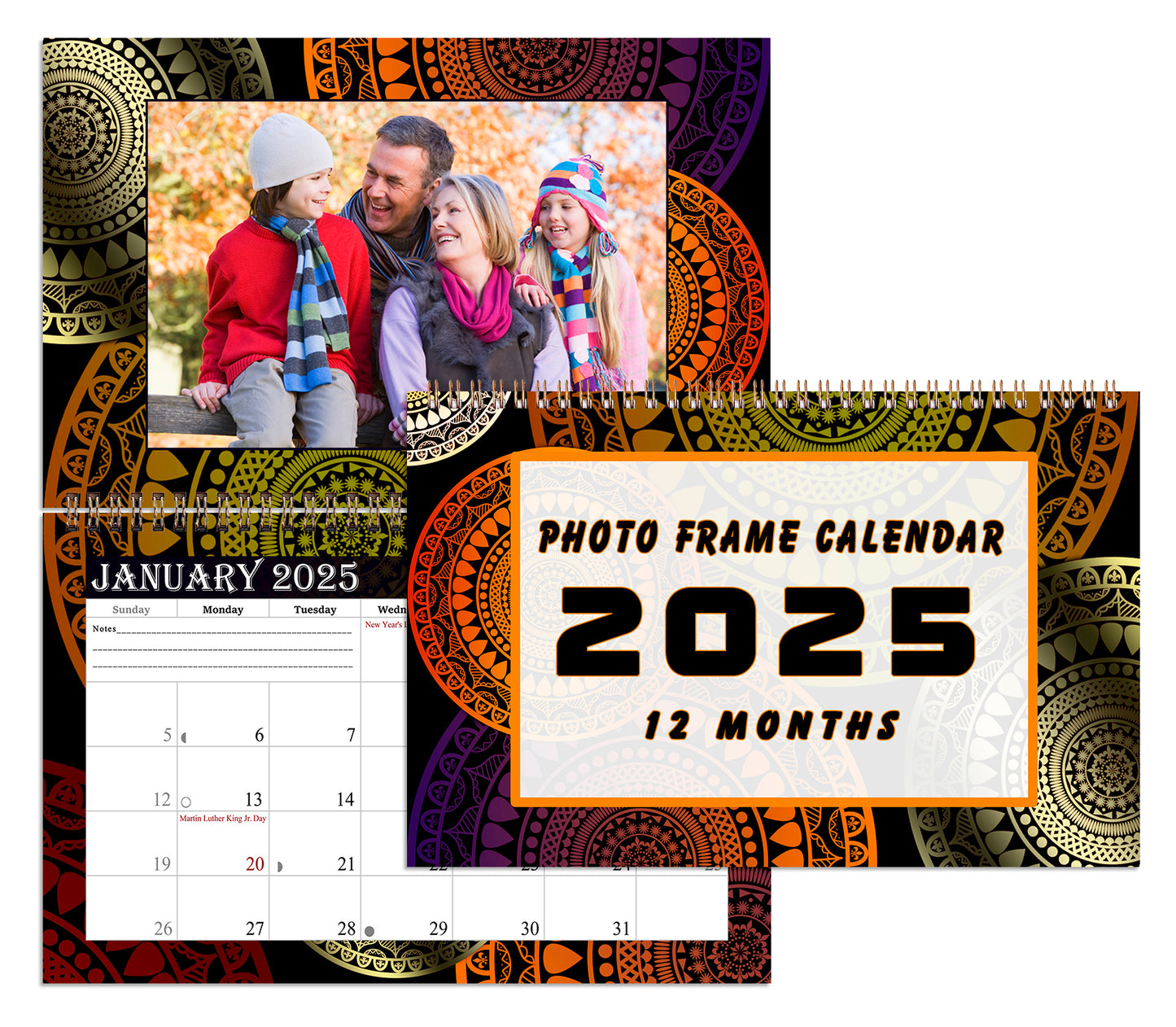 2025 Photo Frame Wall Spiral-bound Calendar (Add Your Own Photos) - 12 Months Desktop/Wall Calendar/Planner - (Edition #16)