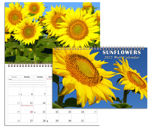 2025 Spiral-bound Wall Calendar (Sunflowers) - 12 Months Desktop/Wall Calendar/Planner (Copy)