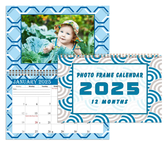 2025 Photo Frame Wall Spiral-bound Calendar (Add Your Own Photos) - 12 Months Desktop/Wall Calendar/Planner - (Edition #04)