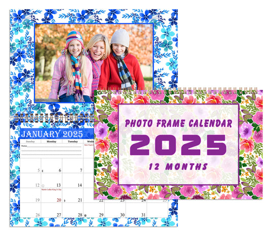 2025 Photo Frame Wall Spiral-bound Calendar (Add Your Own Photos) - 12 Months Desktop/Wall Calendar/Planner - (Edition #12)