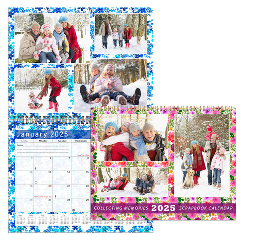 2025 Scrapbook Wall Calendar Spiral-bound (Add Your Own Photos) - 12 Months Desktop #011