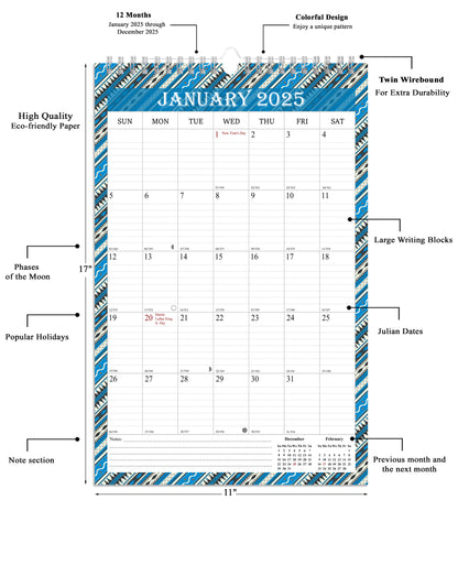 2025 Wall Calendar Spiral-Bound Twin-Wire Binding - 12 Months  11