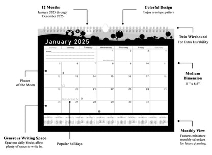 2024-2025 Monthly Spiral-Bound Wall / Desk Calendar - Desktop / Wall Blotter Calendar / Planner - (Edition #15)