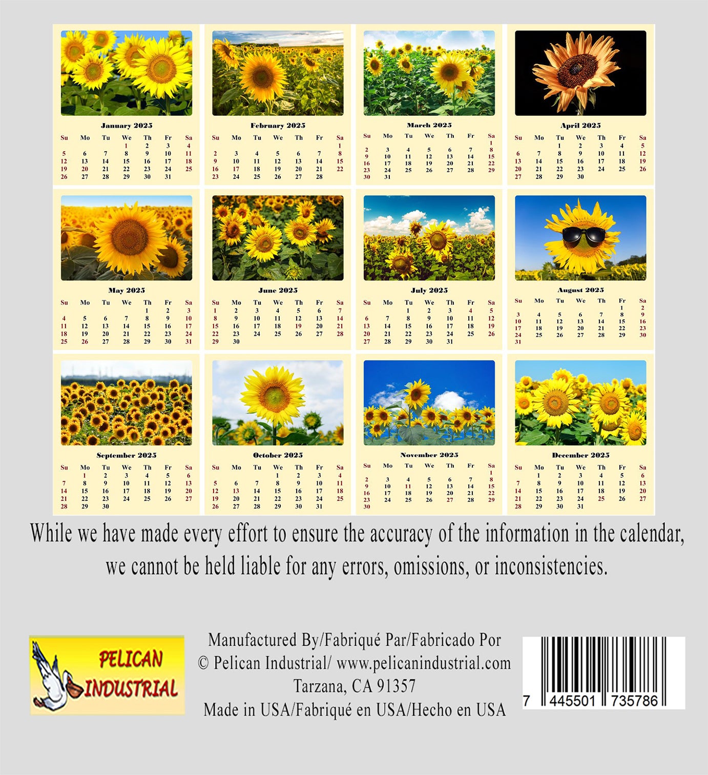 2025 CD-Style Desk Calendar 12 Months Calendar / Planner / Desk Calendar With CD Case Stand, Office Decor, Christmas Gifts (Sunflowers)