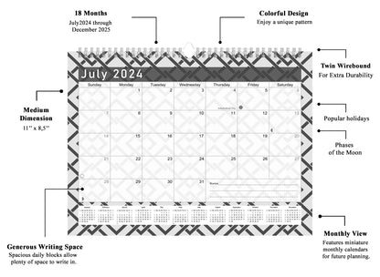 2024-2025 Magnetic/Desk Calendar - Desktop/Wall Calendar/Planner B&W- (#26-04)