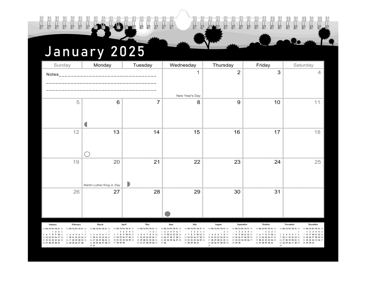 2024-2025 Monthly Spiral-Bound Wall / Desk Calendar - Desktop / Wall Blotter Calendar / Planner - (Edition #15)