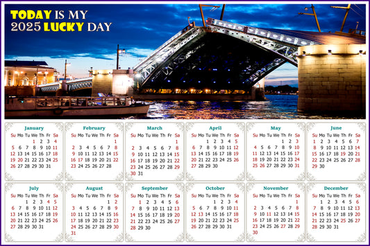 2025 Magnetic Calendar - Calendar Magnets - Today is my Lucky Day (Night shooting in the city of St. Petersburg)