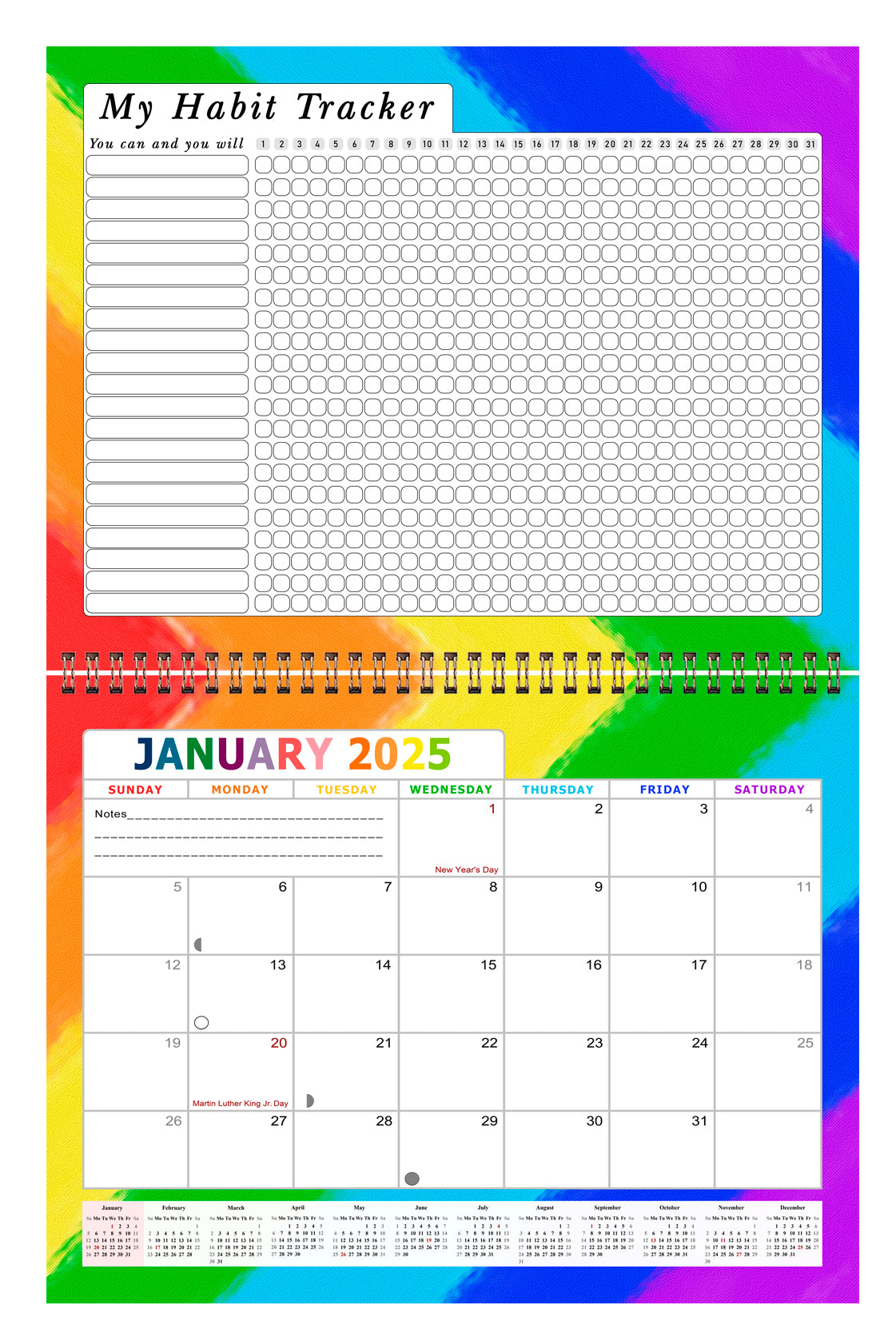 2025 Monthly Desktop/Wall Calendar/Planner - Habit Tracker - (Edition #28)