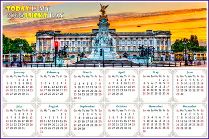 2025 Peel & Stick Calendar - Today is my Lucky Day - Removable - The Victoria Memorial (9"x 6")