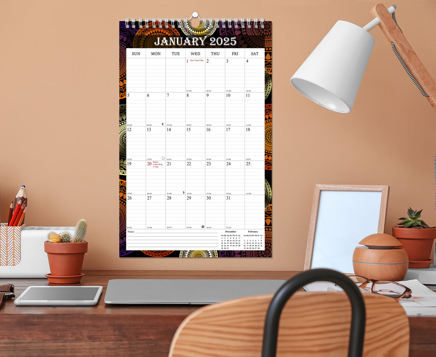 2025 Wall Calendar Spiral-Bound Twin-Wire Binding - 12 Months  09