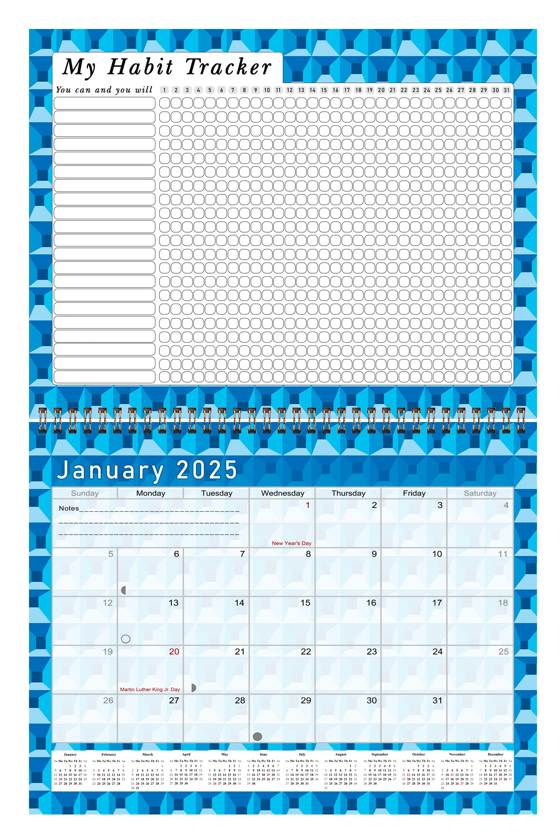 2025 Monthly Desktop/Wall Calendar/Planner - Habit Tracker - (Edition #03)