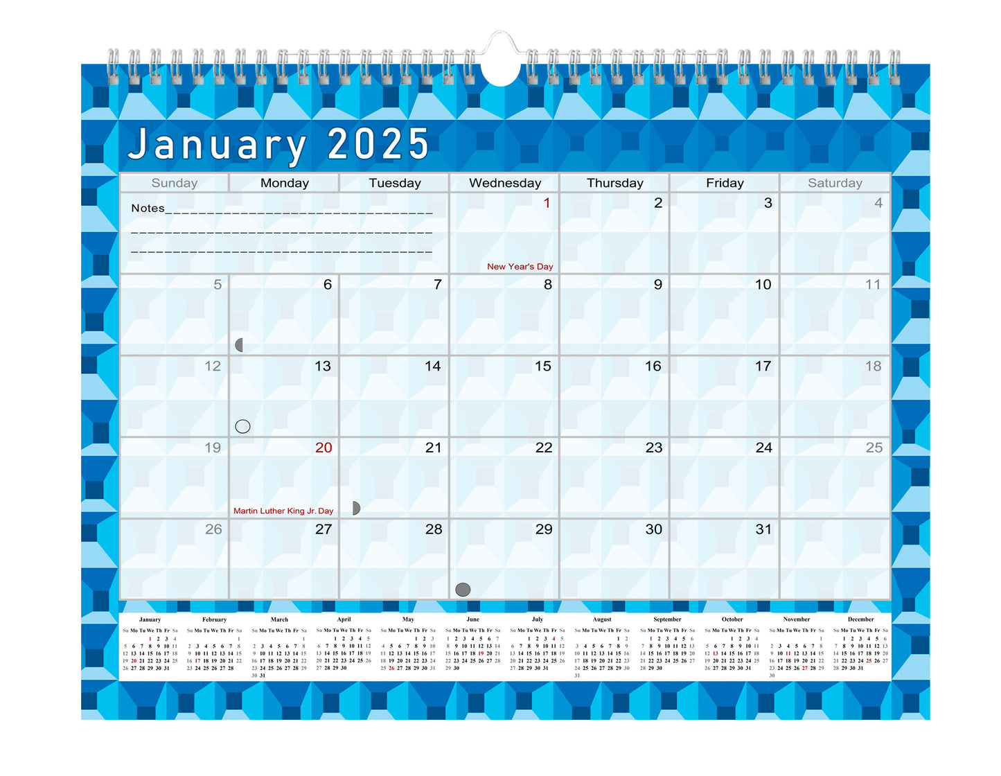 2024-2025 Monthly Spiral-Bound Wall / Desk Calendar - Desktop / Wall Blotter Calendar / Planner - (Edition #03)