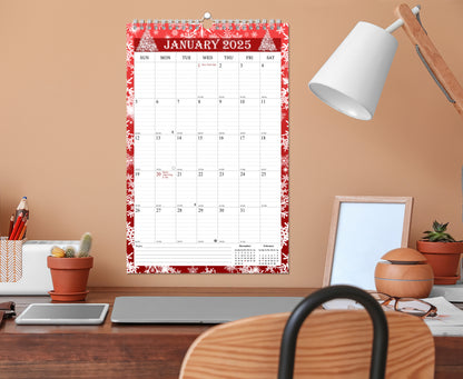 2025 Wall Calendar Spiral-Bound Twin-Wire Binding - 12 Months  12 (Holidays)