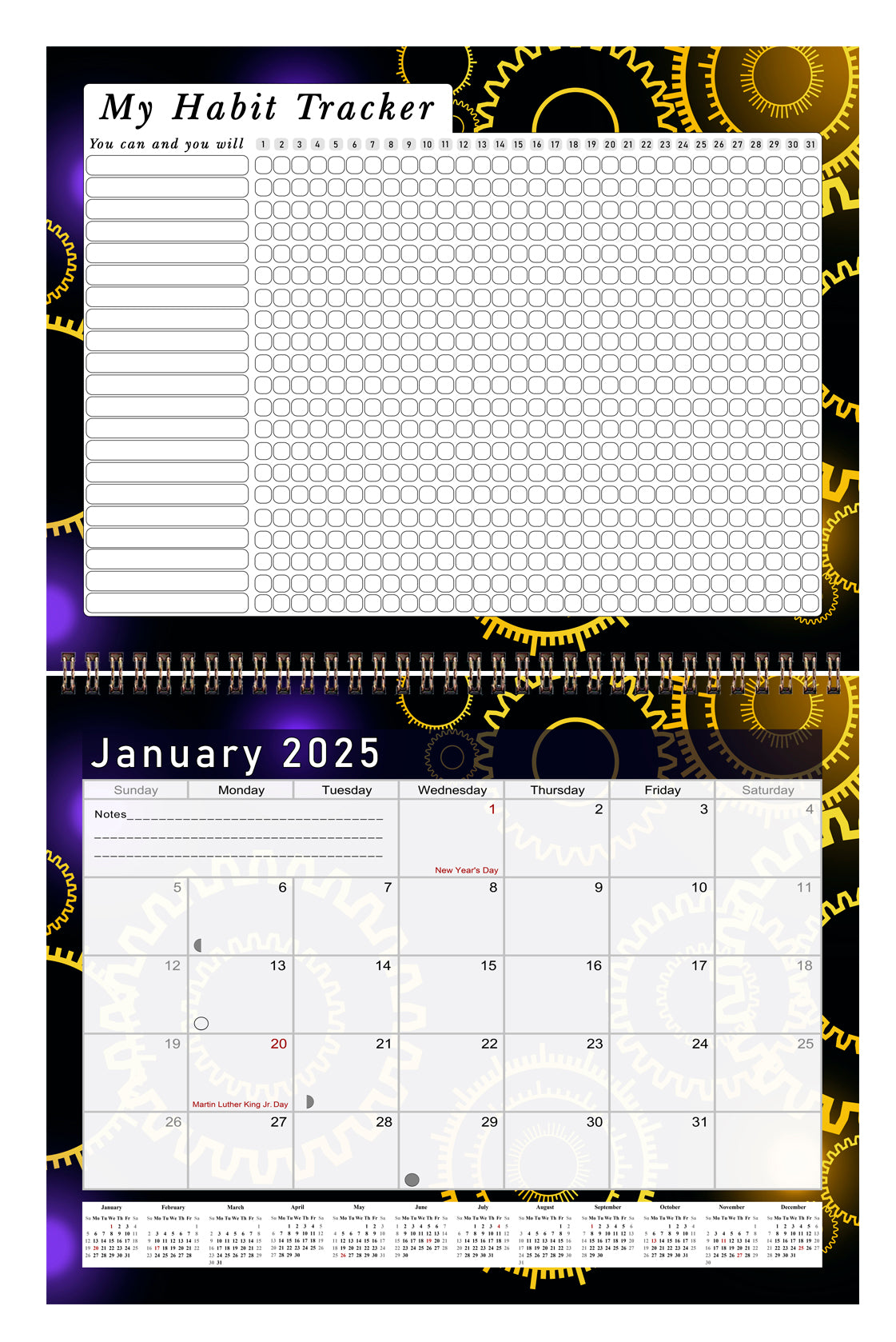 2025 Monthly Desktop/Wall Calendar/Planner - Habit Tracker - (Edition #09)