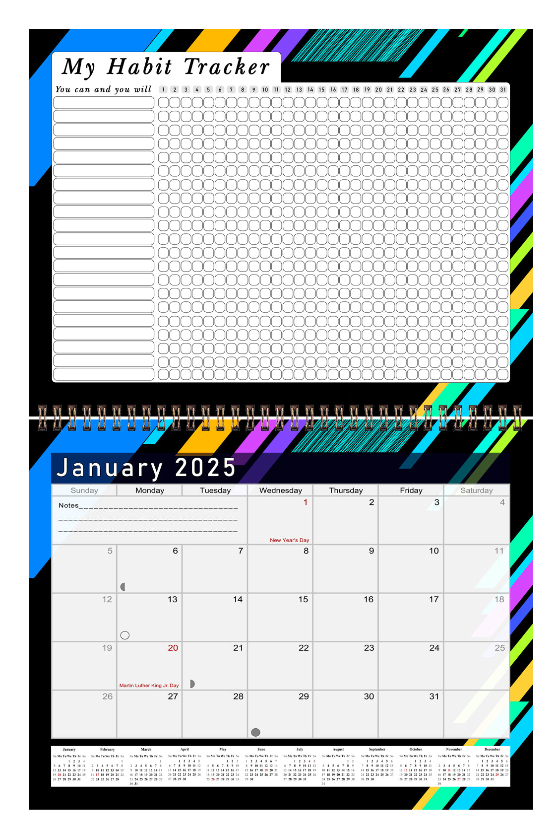 2025 Monthly Desktop/Wall Calendar/Planner - Habit Tracker - (Edition #13)