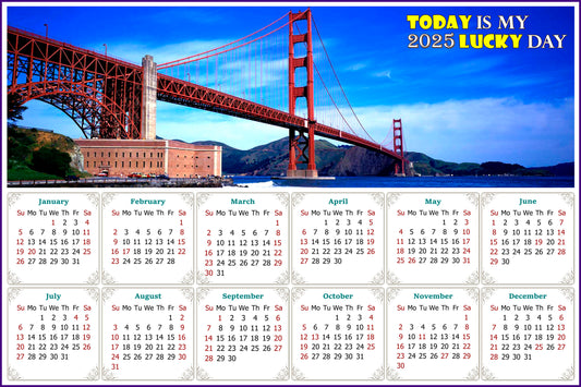 2025 Magnetic Calendar - Calendar Magnets - Today is my Lucky Day (Golden Gate Bridge)