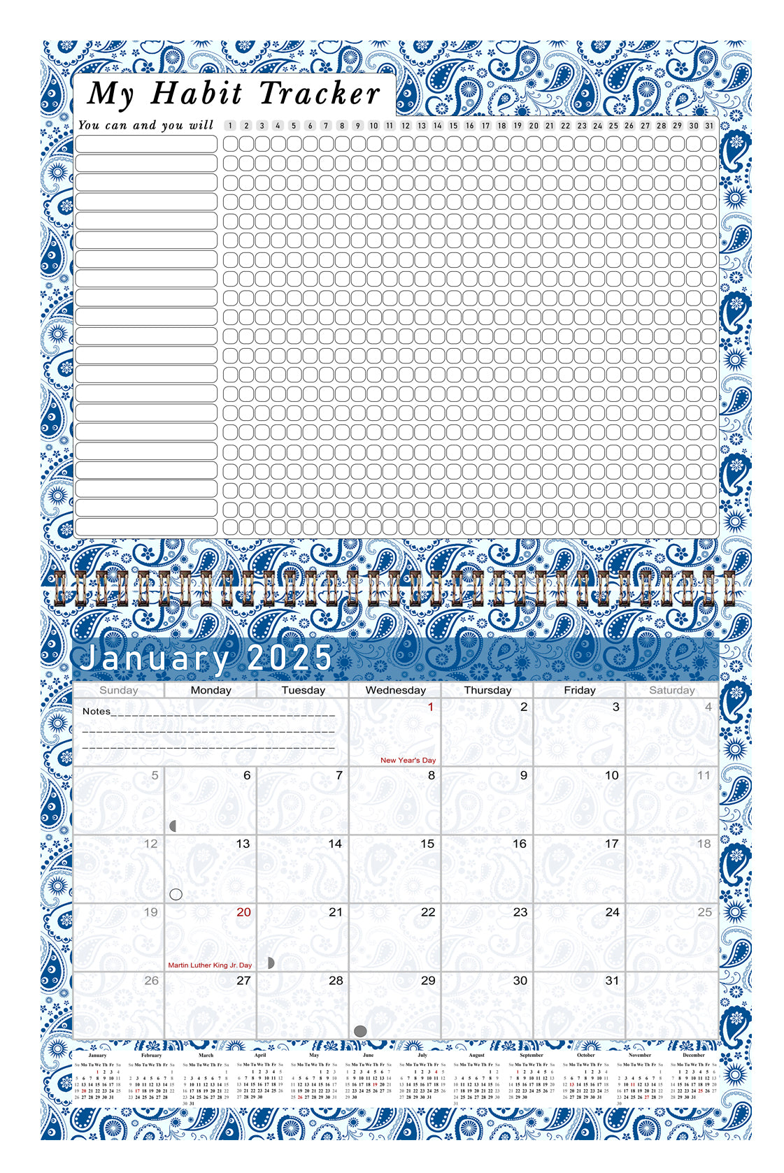 2025 Monthly Desktop/Wall Calendar/Planner - Habit Tracker - (Edition #21)