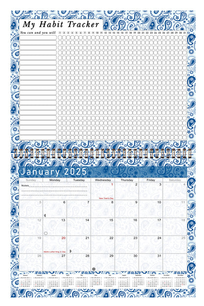 2025 Monthly Desktop/Wall Calendar/Planner - Habit Tracker - (Edition #21)