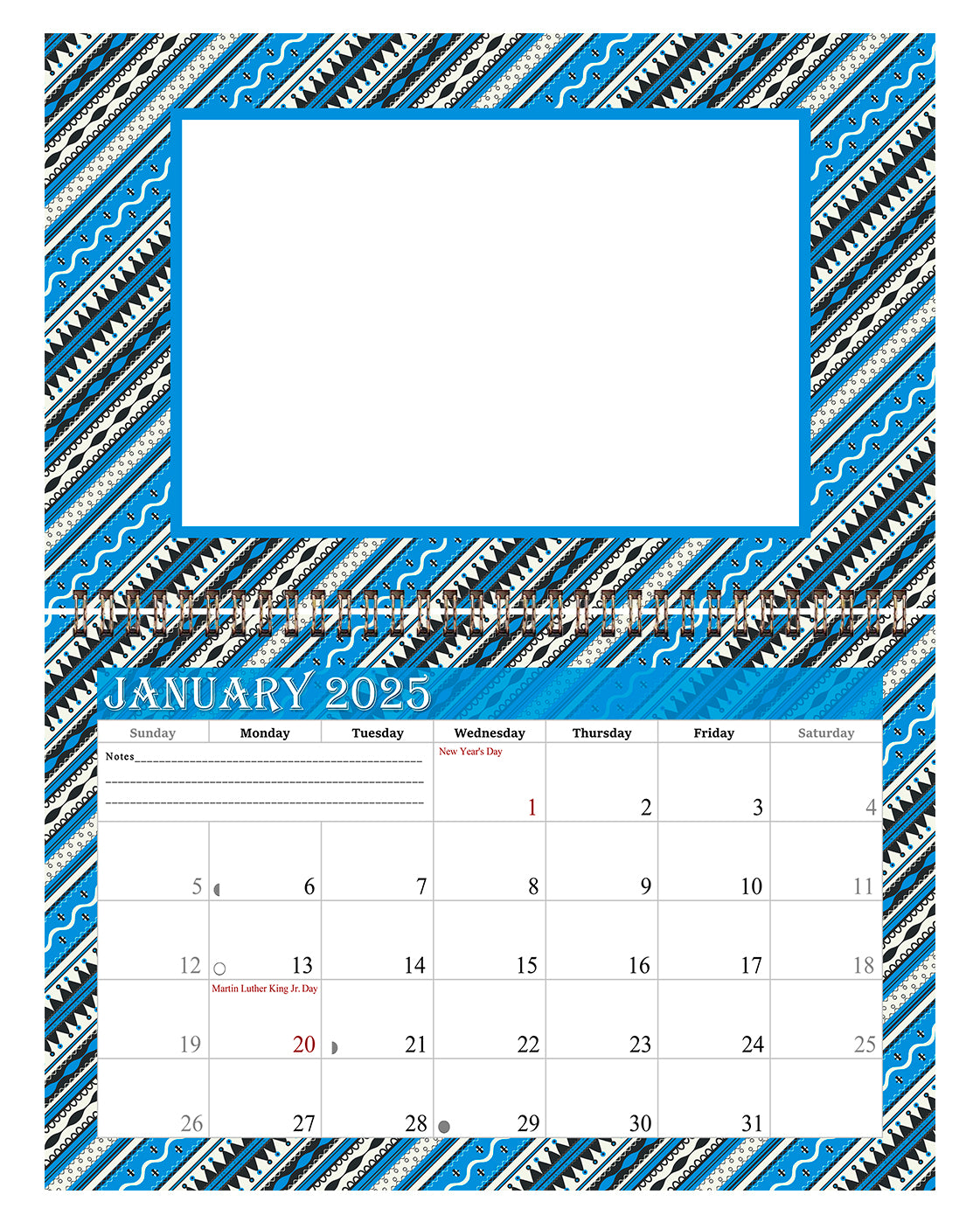 2025 Photo Frame Wall Spiral-bound Calendar (Add Your Own Photos) - 12 Months Desktop/Wall Calendar/Planner - (Edition #17)