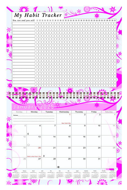 2025 Monthly Desktop/Wall Calendar/Planner - Habit Tracker - (Edition #10)