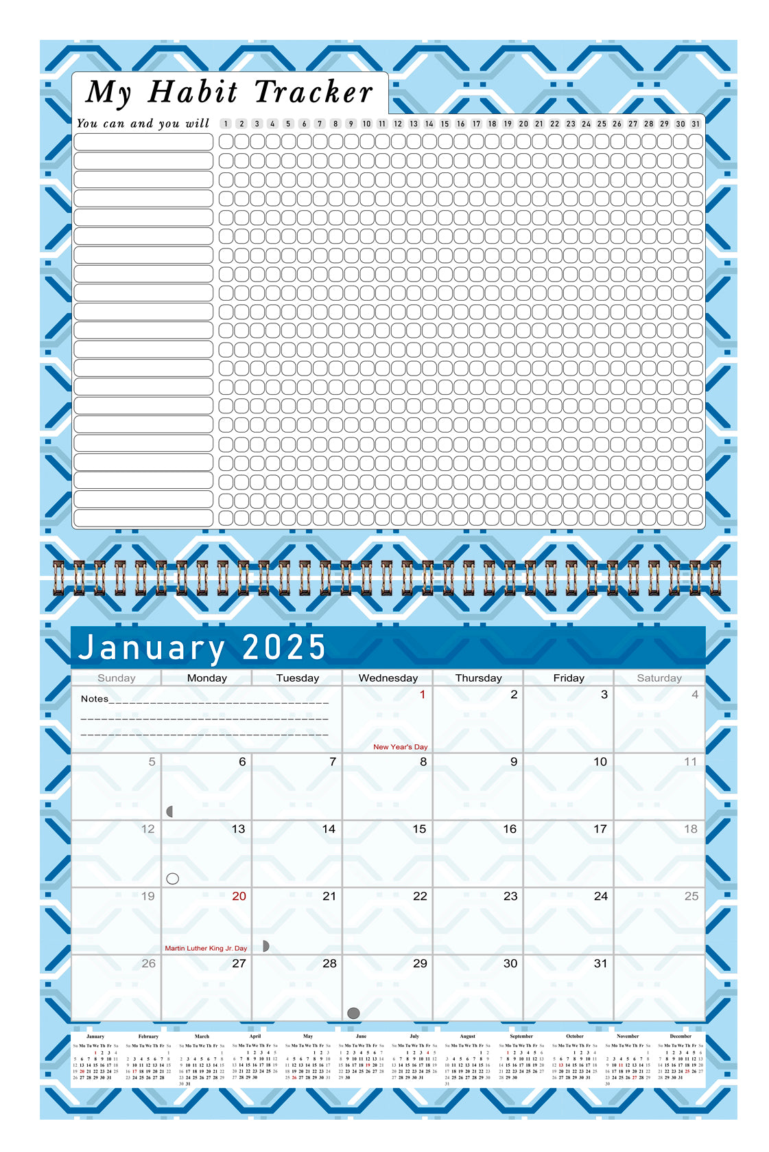 2025 Monthly Desktop/Wall Calendar/Planner - Habit Tracker - (Edition #04)