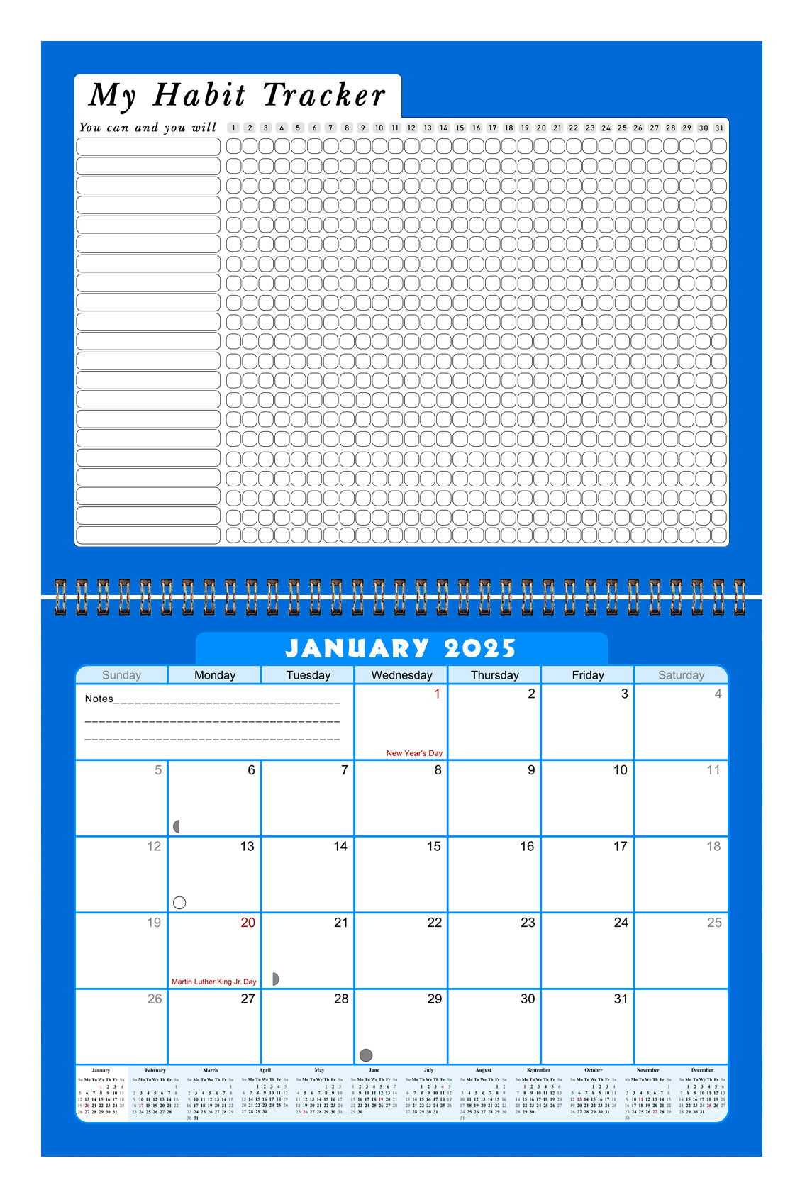 2025 Monthly Desktop/Wall Calendar/Planner - Habit Tracker - (Edition #06)