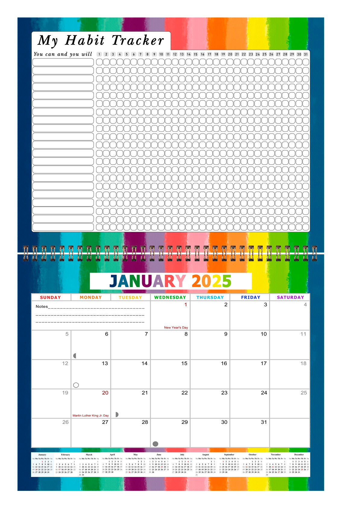 2025 Monthly Desktop/Wall Calendar/Planner - Habit Tracker - (Edition #27)